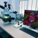 Picture of a fluoresence microscope set up