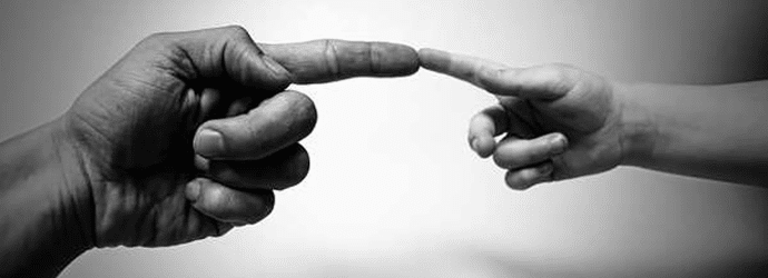 two hands touching