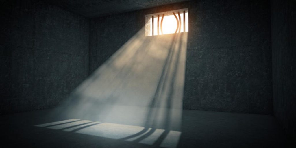 Light outside shining in a cell.