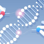 Image of two hands altering DNA to depict CRISPR genome editing