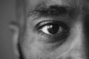 Closeup of an eye of a black man