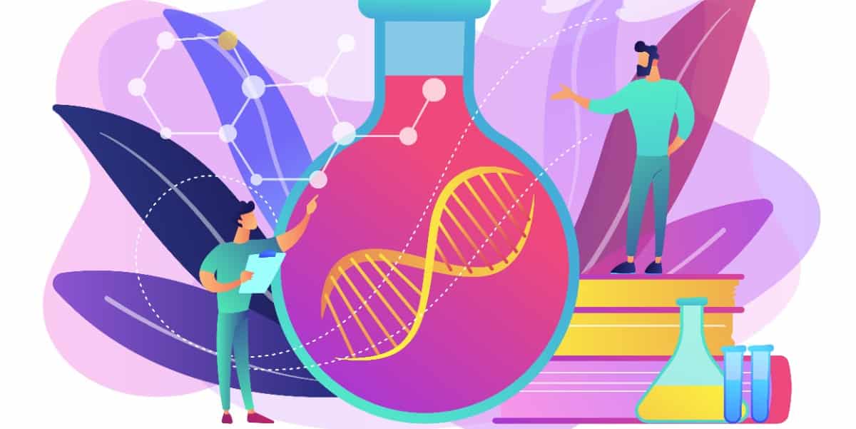 DNA in a glass bottle representing Phenol extraction of DNA