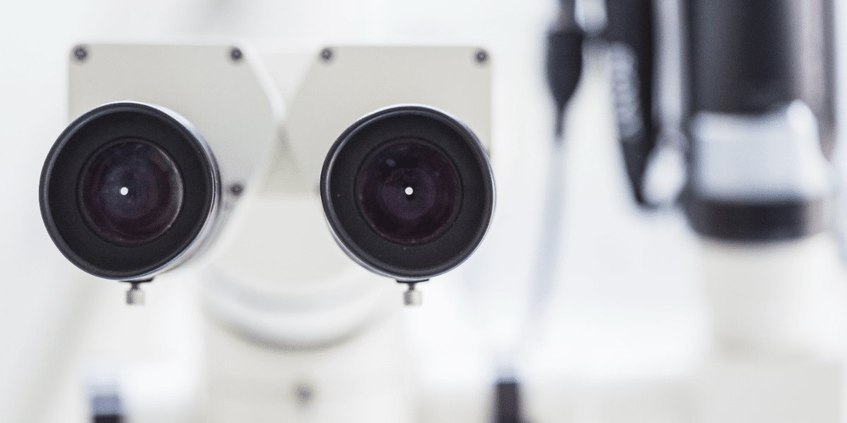 An image of microscope that resembles a happy face to represent happy researchers following SEM sample preparation