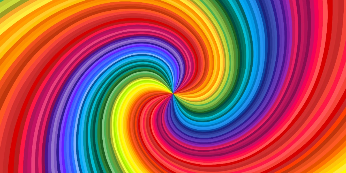 An image of a spiral color spectrum to depict the principle of circular dichroism.