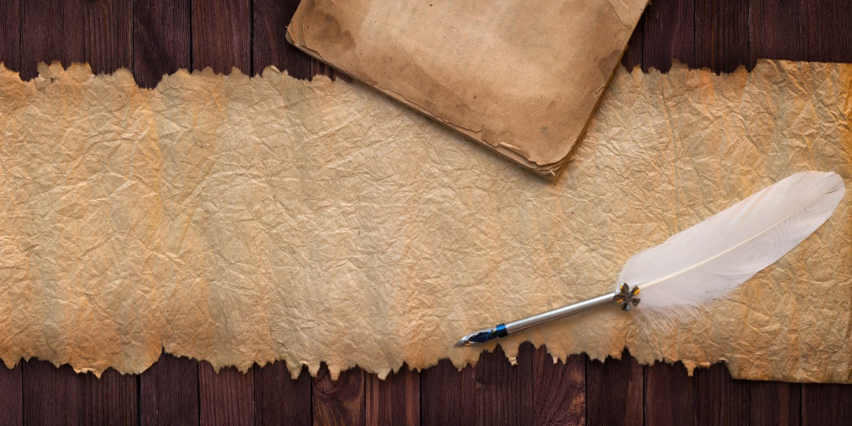 An image of parchment and quill pen to depict the history of Cryo-Electron Microscopy