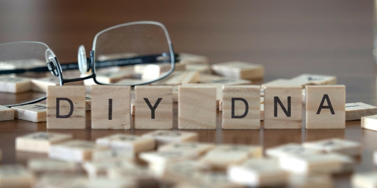 Wooden blocks spelling DIY DNA for Build your own PCR machine.