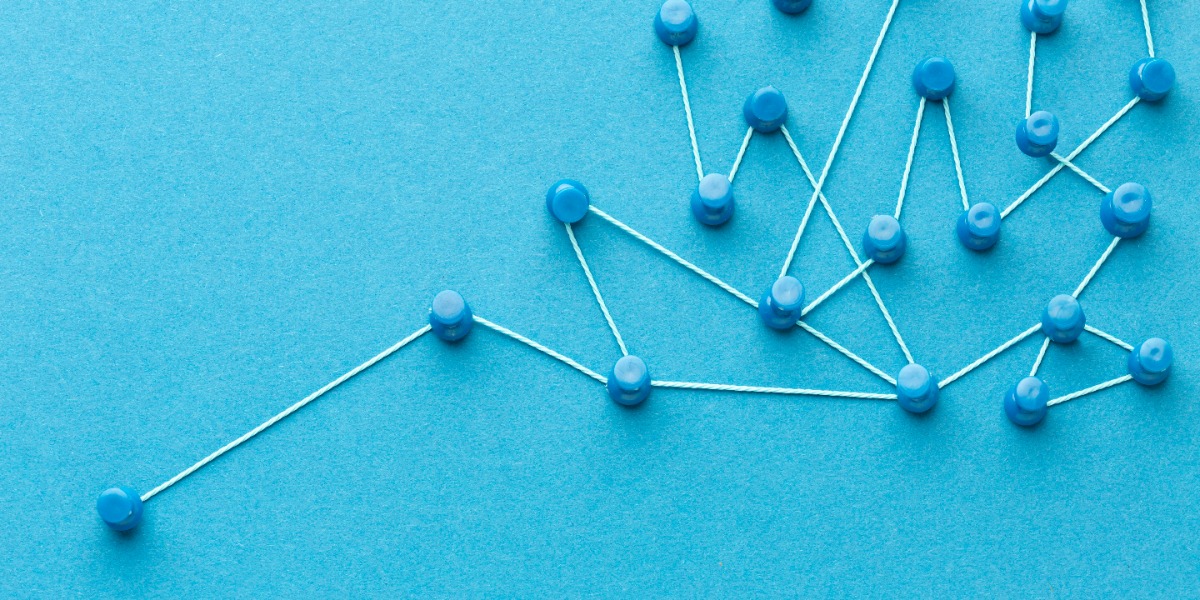 What is protein crystallography represented by an image of string connecting pins.