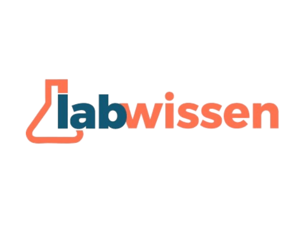 Labwissen logo with flask design